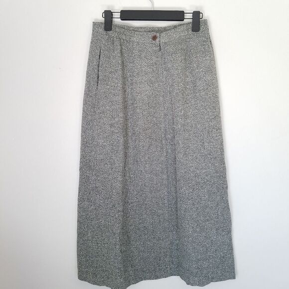 Vintage 90s J.G. Hook Grey Textured Academia High Waist Pencil Maxi Skirt 12P - Picture 7 of 11